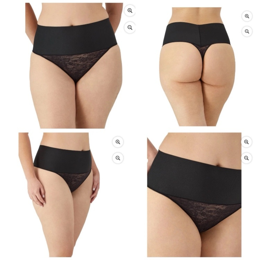 💜Women's Black Maidenform Shapewear Tame Your Tummy LaceShaping Thong, Size:3XL